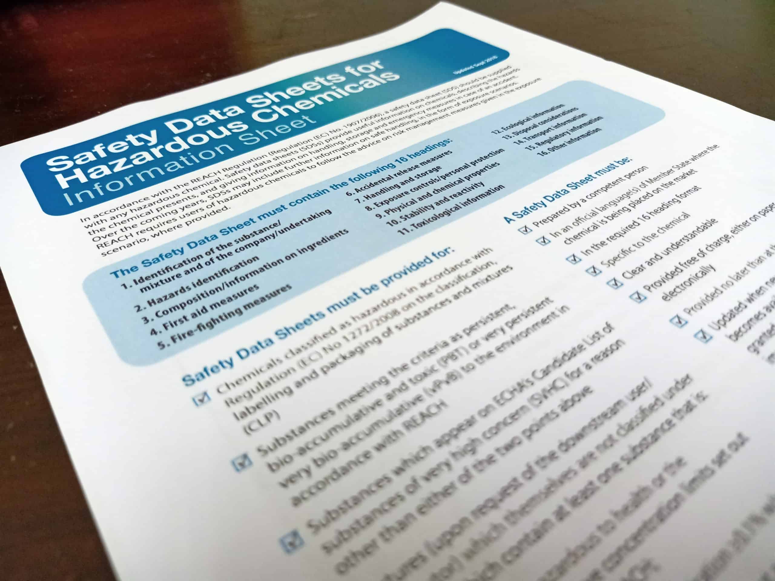 What Information Is On The SDS Safety Data Sheet