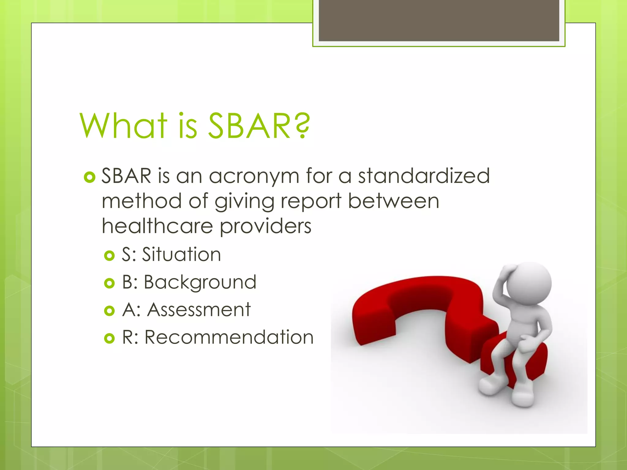 Healthcare Abbreviation SBAR