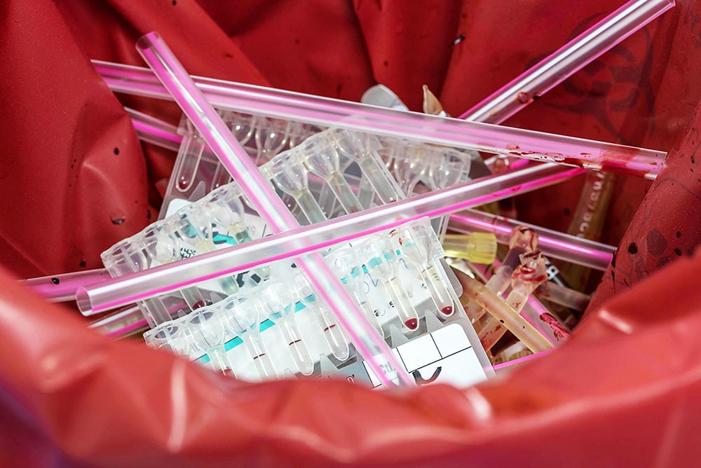 Infectious Waste In Disposal Container Reducing Medical Waste